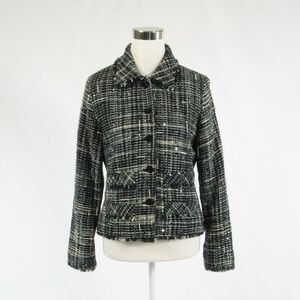 Black white plaid tweed ANAGE long sleeve jacket S